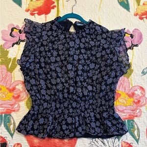 Draper James Navy Blue Floral Top